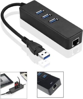 De Microconnect MC-USB3.0HUBWETH laptop dock & poortreplicator USB 3.2 Gen 1 (3.1 Gen 1) Type-A Zwart in één oogopslag