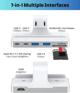 USB C-hub Geschikt voor iMac 24-inch (M1/M3), iMac USB-adapter met meerdere poorten, 4K HDMI, Type-C 10 Gbps, SD/TF-kaartlezer, iMac-hub Geschikt voor 2021 iMac 24-inch (M1)/2023 iMac 24-inch (M3) | iMac-accessoires