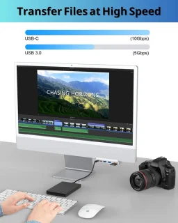 USB C-hub Geschikt voor iMac 24-inch (M1/M3), iMac USB-adapter met meerdere poorten, 4K HDMI, Type-C 10 Gbps, SD/TF-kaartlezer, iMac-hub Geschikt voor 2021 iMac 24-inch (M1)/2023 iMac 24-inch (M3) | iMac-accessoires