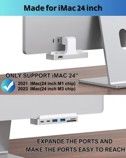 USB C-hub Geschikt voor iMac 24-inch (M1/M3), iMac USB-adapter met meerdere poorten, 4K HDMI, Type-C 10 Gbps, SD/TF-kaartlezer, iMac-hub Geschikt voor 2021 iMac 24-inch (M1)/2023 iMac 24-inch (M3) | iMac-accessoires