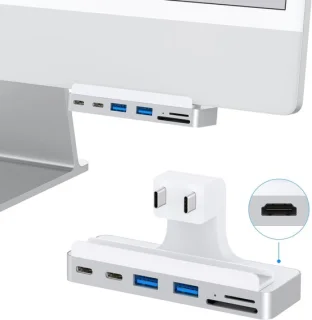 USB C-hub Geschikt voor iMac 24-inch (M1/M3), iMac USB-adapter met meerdere poorten, 4K HDMI, Type-C 10 Gbps, SD/TF-kaartlezer, iMac-hub Geschikt voor 2021 iMac 24-inch (M1)/2023 iMac 24-inch (M3) | iMac-accessoires