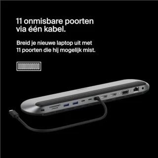 Universele 11-in-1 USB-C Docking Station voor 3 Monitoren - 100W PD, 10Gbps Gegevensoverdracht, 2.5Gbps Ethernet - Zwart