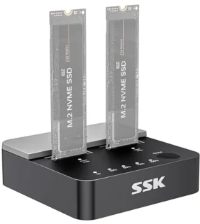 Dual Bay NVMe M.2 SSD Docking Station - 20 Gbps USB 3.2 Gen 2x2 Clone Adapter
