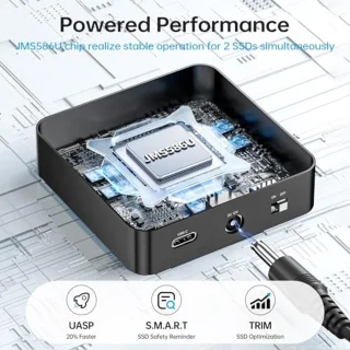 Dual Bay NVMe M.2 SSD Docking Station - 20 Gbps USB 3.2 Gen 2x2 Clone Adapter