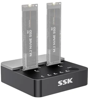Dual Bay NVMe M.2 SSD Docking Station - 20 Gbps USB 3.2 Gen 2x2 Clone Adapter