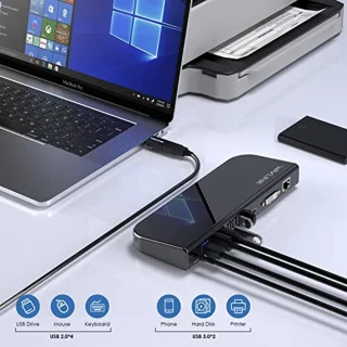 Universeel Dockingstation voor 2 Monitoren met USB C en USB 3.0 - HDMI, DVI/VGA, Gigabit Ethernet, Audio en Microfoon