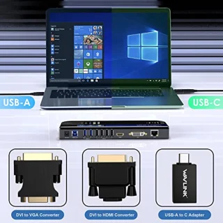 Universeel Dockingstation voor 2 Monitoren met USB C en USB 3.0 - HDMI, DVI/VGA, Gigabit Ethernet, Audio en Microfoon