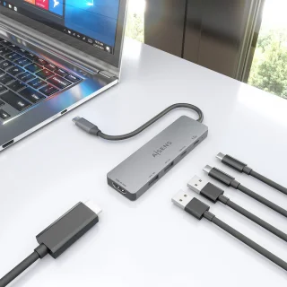 AISENS ASUC-5P028-GR laptop dock & poortreplicator Bedraad USB 3.2 Gen 1 (3.1 Gen 1) Type-C Grijs