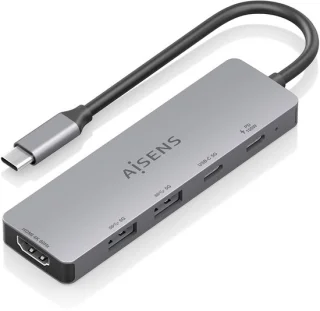 AISENS ASUC-5P028-GR laptop dock & poortreplicator Bedraad USB 3.2 Gen 1 (3.1 Gen 1) Type-C Grijs
