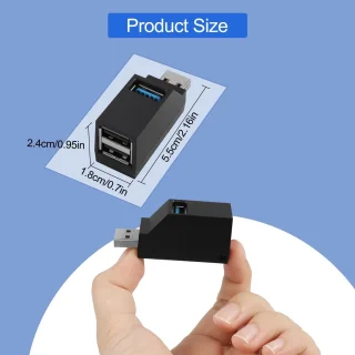 USB-hub met 2 poorten, USB-stekker naar -vrouwtje-verlengadapter, 2 90 graden splitters, 1 USB 3.0- en 2 USB 2.0-poorten, draagbaar, datagestuurd, geschikt voor het aansluiten van mobiele harde schijven, U-schijven, camera's, muizen, enz.