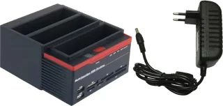 All-in-One Dual HDD Docking Station + Kaartlezer - IDE & SATA - Voor 2.5/3.5 HDD & SSD - USB 3.0/2.0 - Laptop & Desktop - Offline Kloonfunctie - 893U3 - Rood