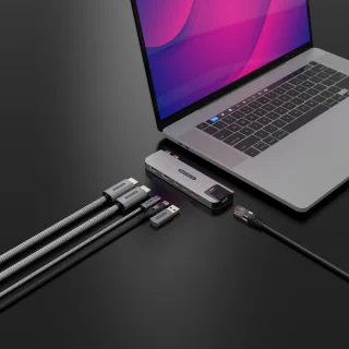 Sitecom - Multiport hub - 6 in 2 - Macbook - Silver - Macbook Pro - 100W - 10 Gbps - 4K 60Hz