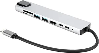 8 in 1 dockingstation, type ‑ C tot 4K voor HDMI Draagbaar multifunctioneel dockingstation, 8 poorten aluminium snellader dockstationadapter, pc-accessoire