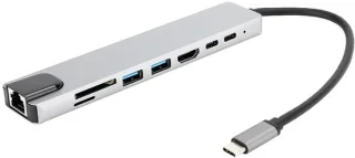 8 in 1 dockingstation, type ‑ C tot 4K voor HDMI Draagbaar multifunctioneel dockingstation, 8 poorten aluminium snellader dockstationadapter, pc-accessoire