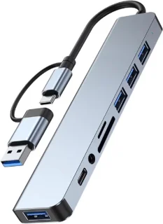 8 In 2 Usb + Type C Hub USB Hub Docking Station Met 3.5Mm Audio Jack Adapter Micro Sd Kaartlezer Laptop Tablet Telefoon Disk Converter