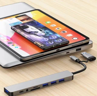 8 In 2 Usb + Type C Hub USB Hub Docking Station Met 3.5Mm Audio Jack Adapter Micro Sd Kaartlezer Laptop Tablet Telefoon Disk Converter