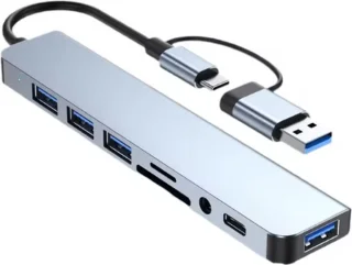 8 In 2 Usb + Type C Hub USB Hub Docking Station Met 3.5Mm Audio Jack Adapter Micro Sd Kaartlezer Laptop Tablet Telefoon Disk Converter