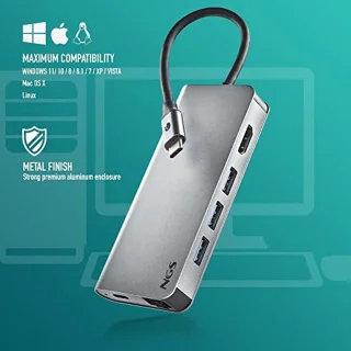 8-in-1 USB-C Multipoort Adapter - USB 3.0, HDMI, SD/TF Kaartlezer en LAN