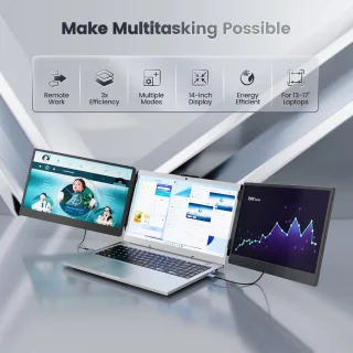 Draagbare 14" Full HD Monitor voor Laptop - Schermverlenger voor 13.3" tot 17.3" Laptops