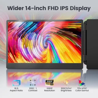 Draagbare 14" Full HD Monitor voor Laptop - Schermverlenger voor 13.3" tot 17.3" Laptops