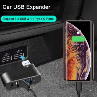 Wat vinden we goed aan de USB 3.0-hub met 90°/180° draaibaar, USB-hub met 1 USB C-voedings-/datapoort, USB-extender/USB-splitter Geschikt voor laptops, pc's, auto's, iMacs, MacBook Air/Pro, Tesla-2-pack
