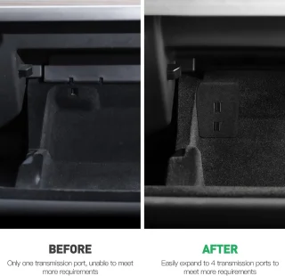 USB-hub Geschikt voor handschoenenkastje Geschikt voor Tesla Model Y 2024-2020 - ABS Flocking Multi-Port USB-stickdock Geschikt voor handschoenenkastje voor opladen en gegevensoverdracht