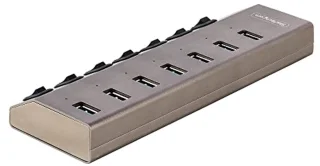 7-Poort USB-C Hub met Individuele Schakelaars - USB 3.0 Expansie Hub voor Desktop en Laptop