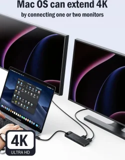 Docking Station - USB C Hub 3*Display- 10 in 1 - USB C Docking Station Dual HDMI Adapter 4K, 3 USB 3.0/2.0, VGA, PD 100W, Audio, SD/TF, USB C HDMI voor Windows, Macbook, Dell, HP, Lenovo, Surface