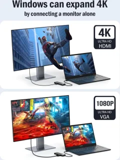 Docking Station - USB C Hub 3*Display- 10 in 1 - USB C Docking Station Dual HDMI Adapter 4K, 3 USB 3.0/2.0, VGA, PD 100W, Audio, SD/TF, USB C HDMI voor Windows, Macbook, Dell, HP, Lenovo, Surface