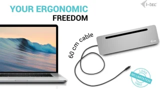 i-tec C31FLAT2PDPRO laptop dock & poortreplicator Bedraad USB 3.2 Gen 1 (3.1 Gen 1) Type-C Zilver