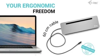 i-tec C31FLAT2PDPRO laptop dock & poortreplicator Bedraad USB 3.2 Gen 1 (3.1 Gen 1) Type-C Zilver
