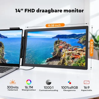 Draagbare 14" FHD Monitor - Schermverlenger voor Laptop 14-16"