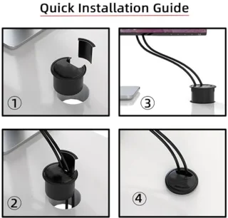 USB-C 2 Poorts Grommet Hub met SD/TF-kaartlezer voor Desktop