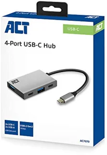 USB-C Hub 4 poorts met 2x USB-C en 2x USB-A, SuperSpeed 10Gbit/s, Aluminium