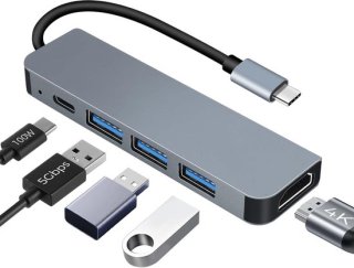 Multi-Data Port 5Gbps 5-in-1 USB-C Docking Station, USB-C Hub Multi-Port Adapter, geschikt voor MacBook Pro/Air, iMac, iPhone 16 15 Plus Pro Max, Samsung Galaxy review