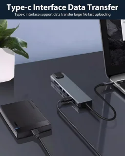 8-in-1 USB-C-hub met Ethernet, PD en USB-C-hub, ondersteunt 4K HDMI, RJ45 Ethernet, 100W PD, SD/TF-kaartlezer, USB 3.0/2.0-poorten en dockingstation voor computers, mobiele telefoons, enz.
