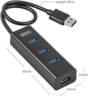 USB Hub 4 Poort 3.0 met 1 MicroUSB - Multiport Verdeler voor PC, Laptop, Toetselbord, Muis en Printer