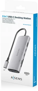 AISENS ASUC-6P029-GR laptop dock & poortreplicator Bedraad USB 3.2 Gen 1 (3.1 Gen 1) Type-C Grijs