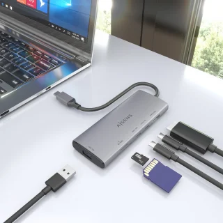 AISENS ASUC-6P029-GR laptop dock & poortreplicator Bedraad USB 3.2 Gen 1 (3.1 Gen 1) Type-C Grijs