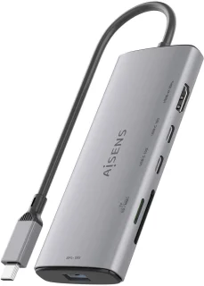 AISENS ASUC-6P029-GR laptop dock & poortreplicator Bedraad USB 3.2 Gen 1 (3.1 Gen 1) Type-C Grijs