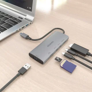 AISENS ASUC-6P029-GR laptop dock & poortreplicator Bedraad USB 3.2 Gen 1 (3.1 Gen 1) Type-C Grijs