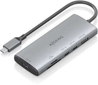 AISENS ASUC-6P029-GR laptop dock & poortreplicator Bedraad USB 3.2 Gen 1 (3.1 Gen 1) Type-C Grijs
