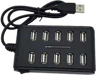 10-poorts usb 2.0 hub met adapter en verlengkabel