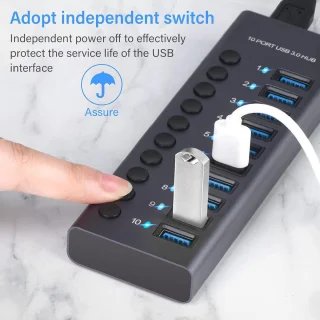 10-poorts USB 3.0-hub