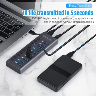 10-poorts USB 3.0-hub