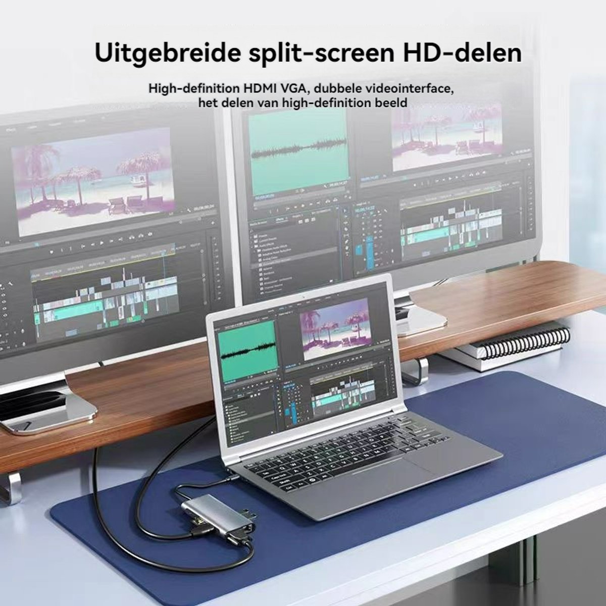 11-in-1 USB C Hub Docking Station PD100W voor MacBook iPad Laptop