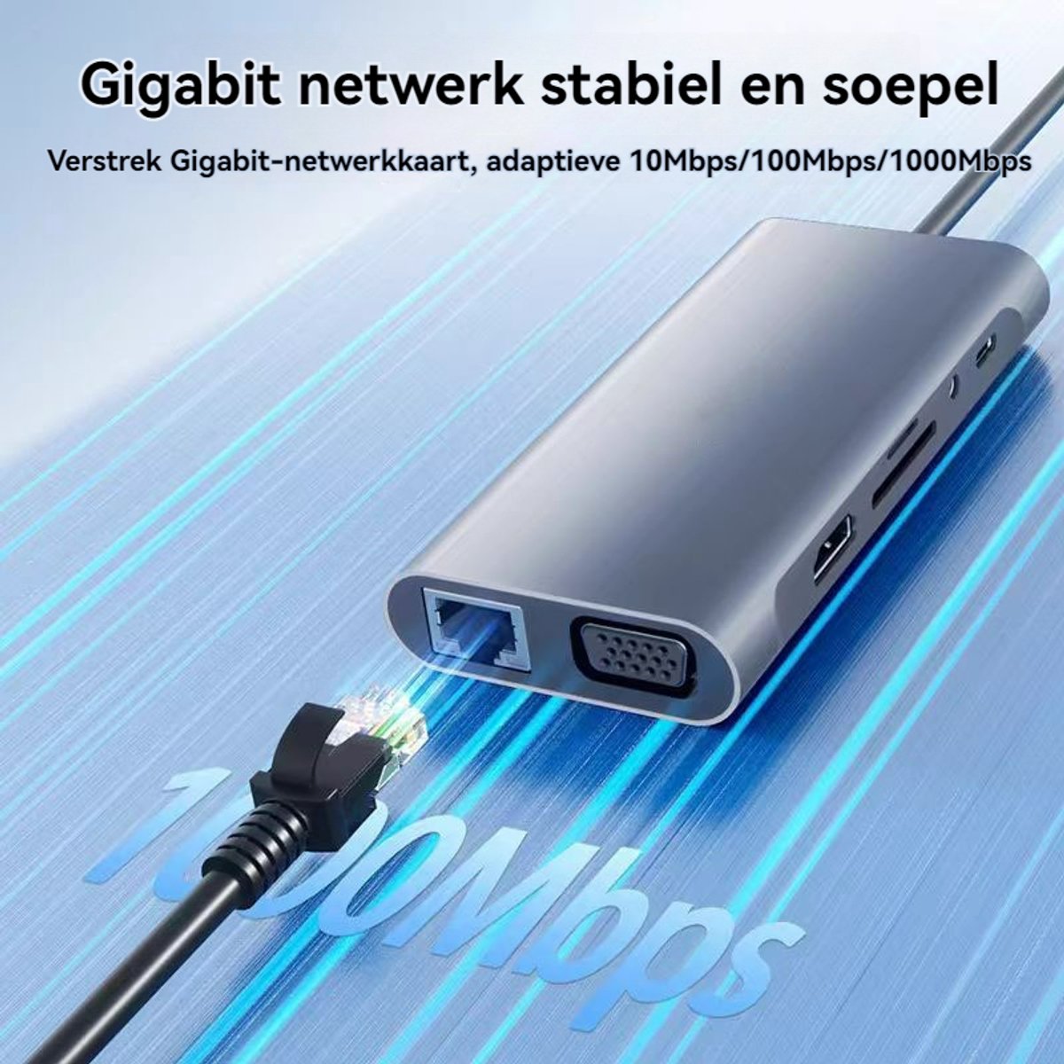 11-in-1 USB C Hub Docking Station PD100W voor MacBook iPad Laptop