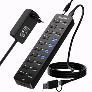 11-poorts USB-C hub met voeding