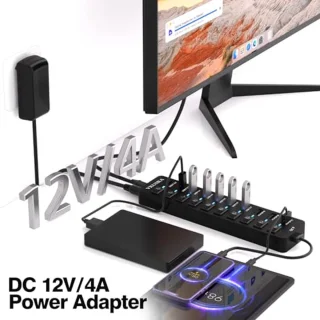 11-poorts USB-C hub met voeding