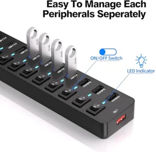 11-poorts USB-C hub met voeding